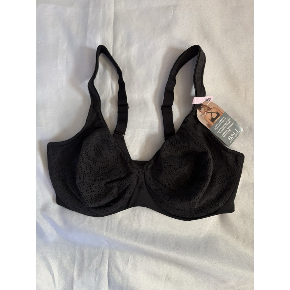 NEW Bali Coolest Smoothing Underwire Minimizer Bra Black DF4584 Womens Size 40D